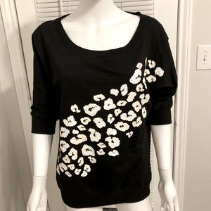 Miss Chievous Black Sweater with Exotic Animal Print SZ M